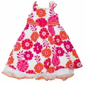 Rare Editions Girls pink Orange White Flower dress size 6